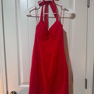 Red ASTR Halter Dress